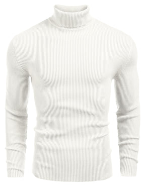 COOFANDY Mens Ribbed Slim Fit Knitted Pullover Casual Turtleneck Sweater