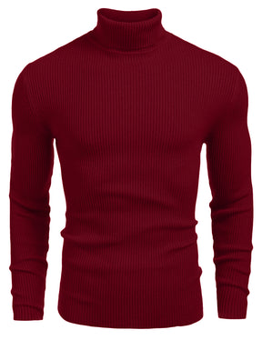 COOFANDY Mens Ribbed Slim Fit Knitted Pullover Casual Turtleneck Sweater