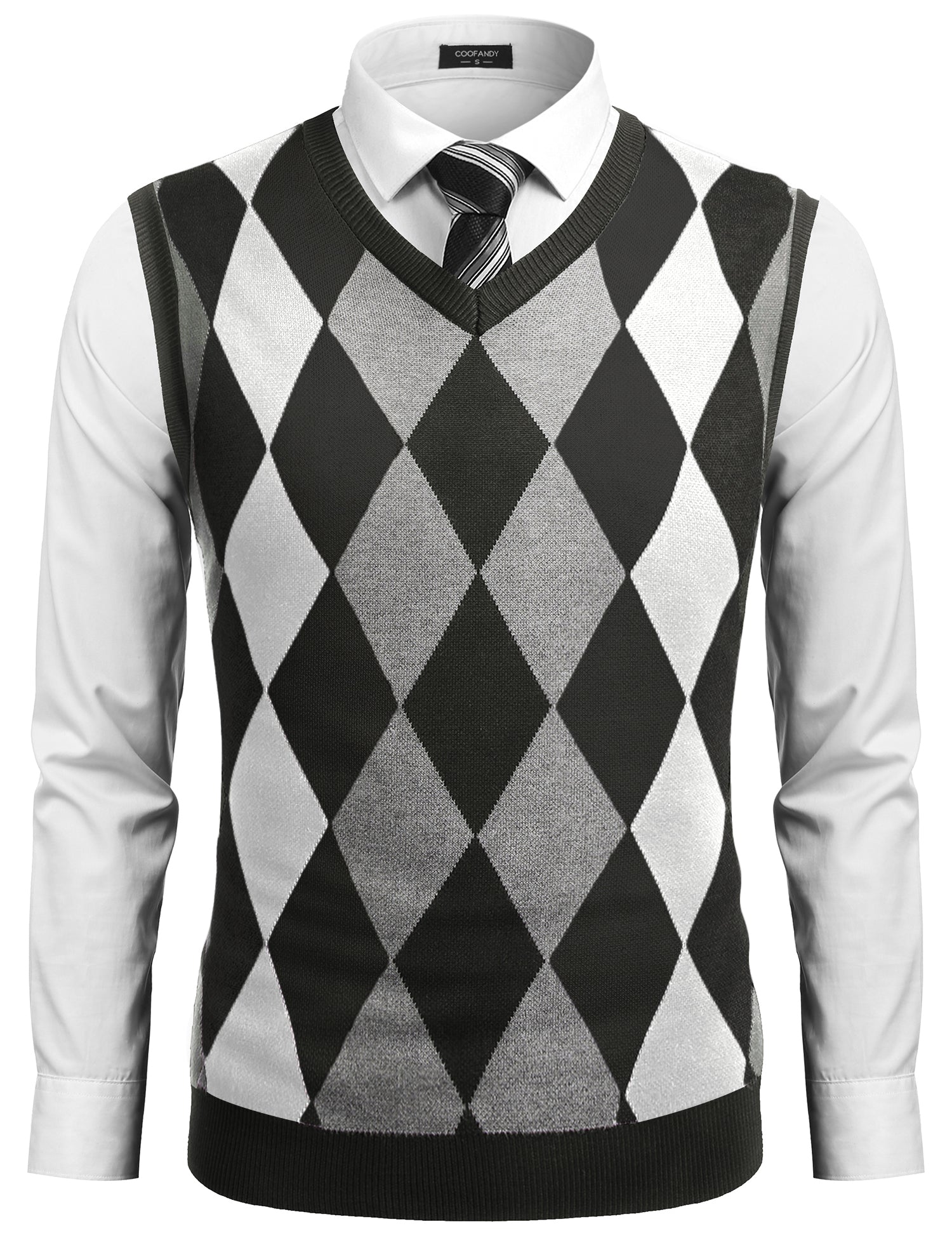COOFANDY Men's Sleeveless V Neck Pullover Sweater Slim Fit Casual Argyle Sweater Vest