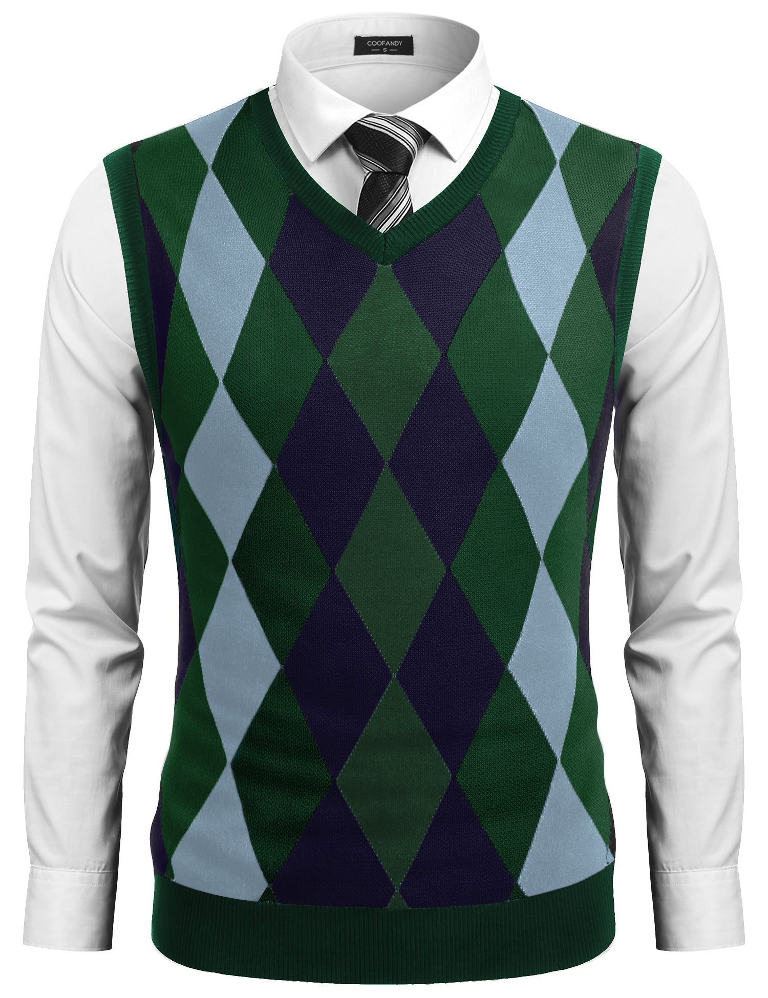 COOFANDY Men's Sleeveless V Neck Pullover Sweater Slim Fit Casual Argyle Sweater Vest