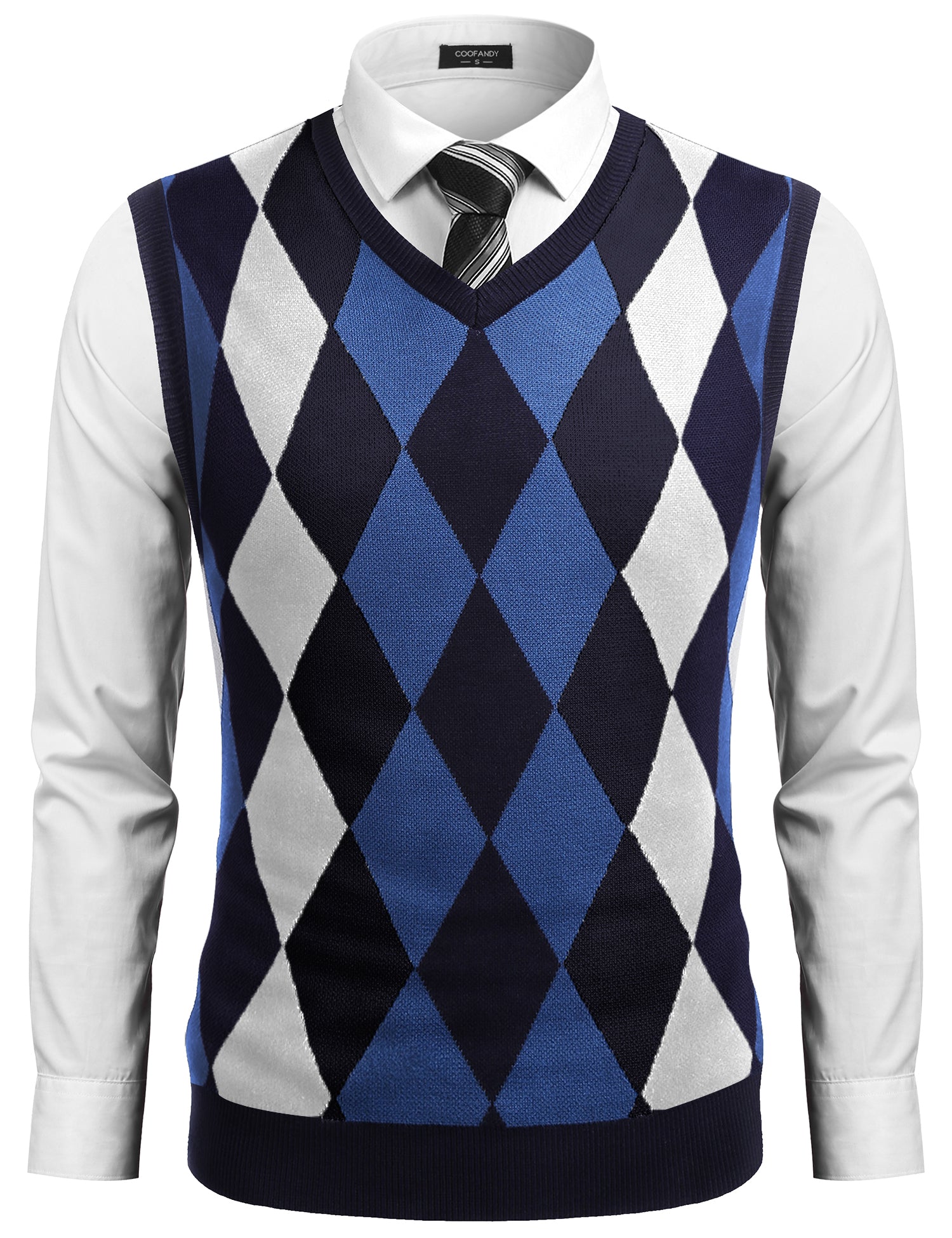 COOFANDY Men's Sleeveless V Neck Pullover Sweater Slim Fit Casual Argyle Sweater Vest