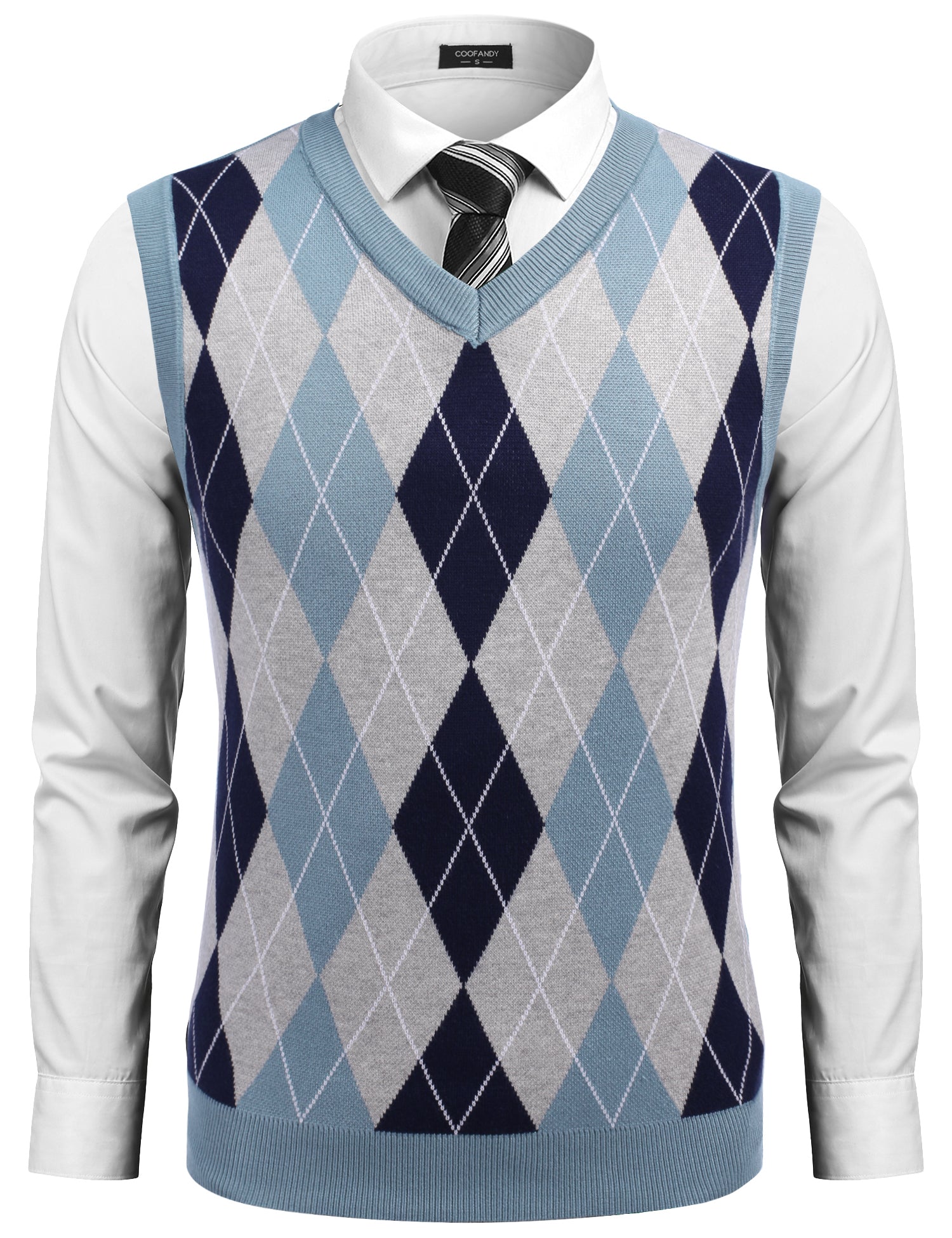 COOFANDY Men's Sleeveless V Neck Pullover Sweater Slim Fit Casual Argyle Sweater Vest