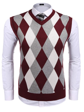 COOFANDY Men's Sleeveless V Neck Pullover Sweater Slim Fit Casual Argyle Sweater Vest