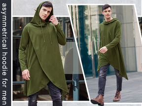 COOFANDY Men's Hooded Poncho Cape Cloak Casual Asymmetric Hem Hoodie Sweatshirts