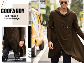 COOFANDY Men's Hooded Poncho Cape Cloak Casual Asymmetric Hem Hoodie Sweatshirts