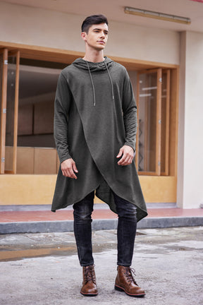 COOFANDY Men's Hooded Poncho Cape Cloak Casual Asymmetric Hem Hoodie Sweatshirts