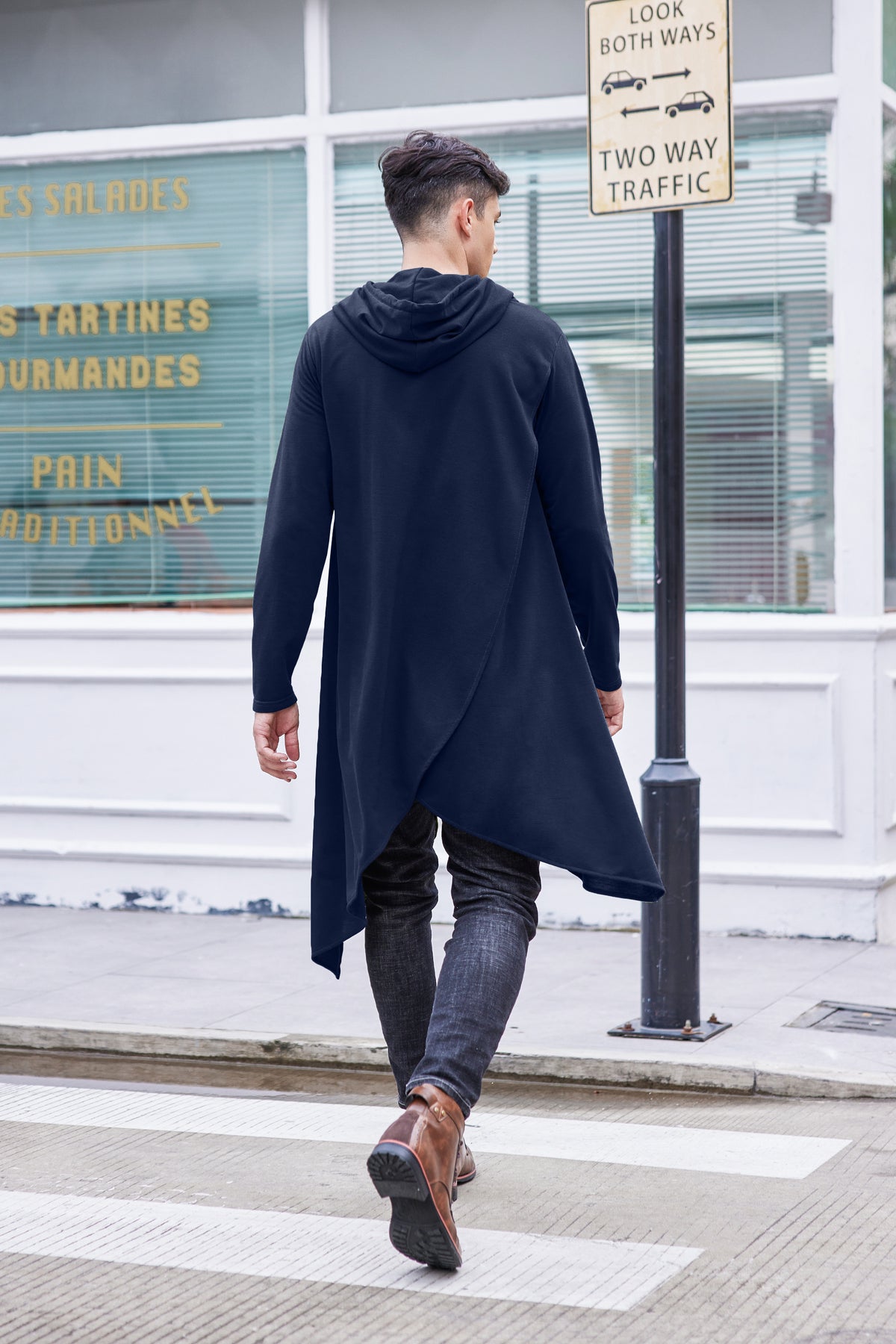COOFANDY Men's Hooded Poncho Cape Cloak Casual Asymmetric Hem Hoodie Sweatshirts