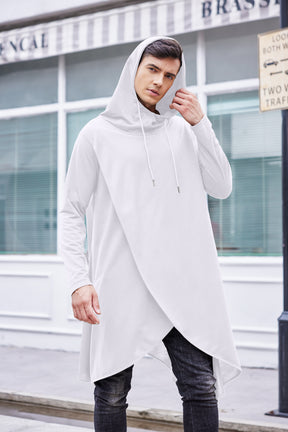 COOFANDY Men's Hooded Poncho Cape Cloak Casual Asymmetric Hem Hoodie Sweatshirts