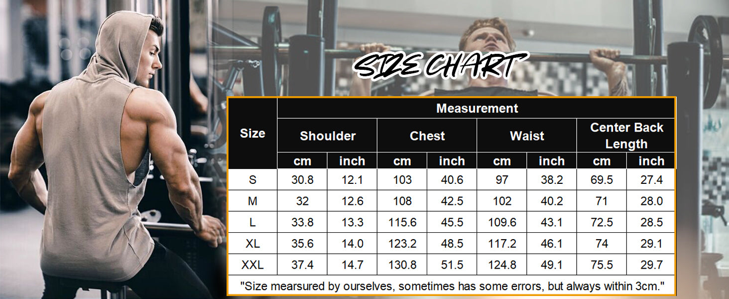 COOFANDY Men's Workout Hooded Tank Tops Bodybuilding Muscle Cut Off T Shirt Sleeveless Gym Hoodies M-L