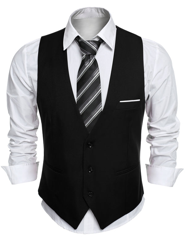COOFANDY Men's Suit Vest Slim Fit Formal Dress Waistcoat Casual Business Vests for Suit or Tuxedo