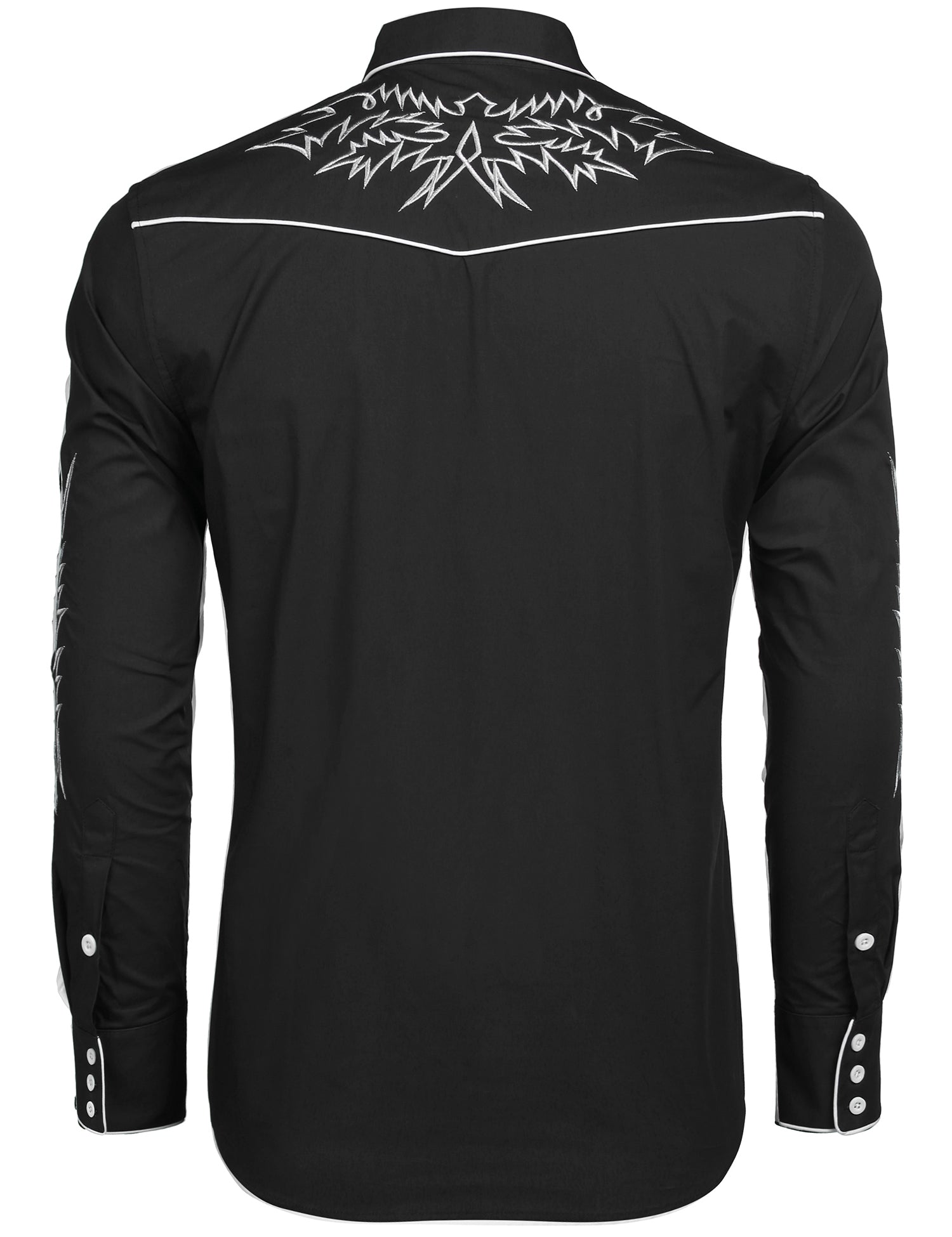 COOFANDY Men's Western Cowboy Long Sleeve Embroidered Slim Fit Cotton Casual Button Down Shirt