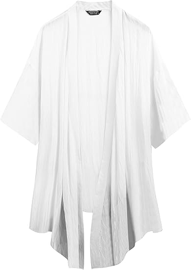 COOFANDY Men's Ruffle Shawl Collar Lightweight Cardigan Long Jackets Open Front Drape Cape Coat S-XXL