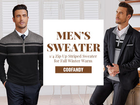 COOFANDY Men's Quarter Zip Up Sweaters Slim Fit Lightweight Mock Neck Pullover Casual Polo Sweaters