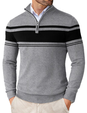 COOFANDY Men's Quarter Zip Up Sweaters Slim Fit Lightweight Mock Neck Pullover Casual Polo Sweaters