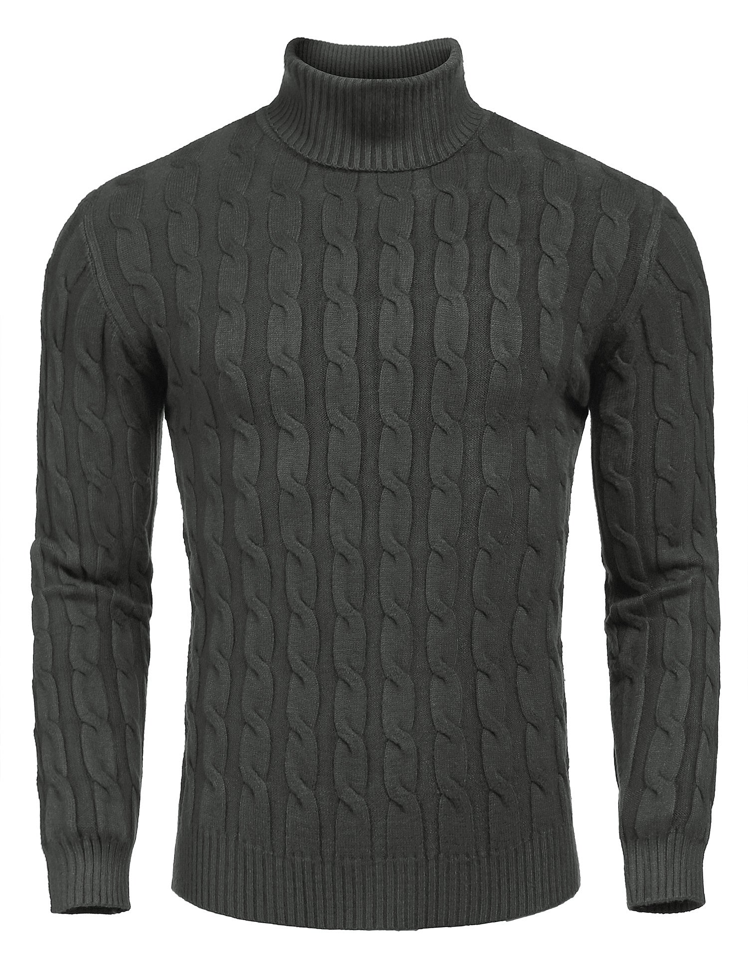 COOFANDY Men's Slim Fit Turtleneck Sweater Casual Twisted Knitted Pullover Sweaters