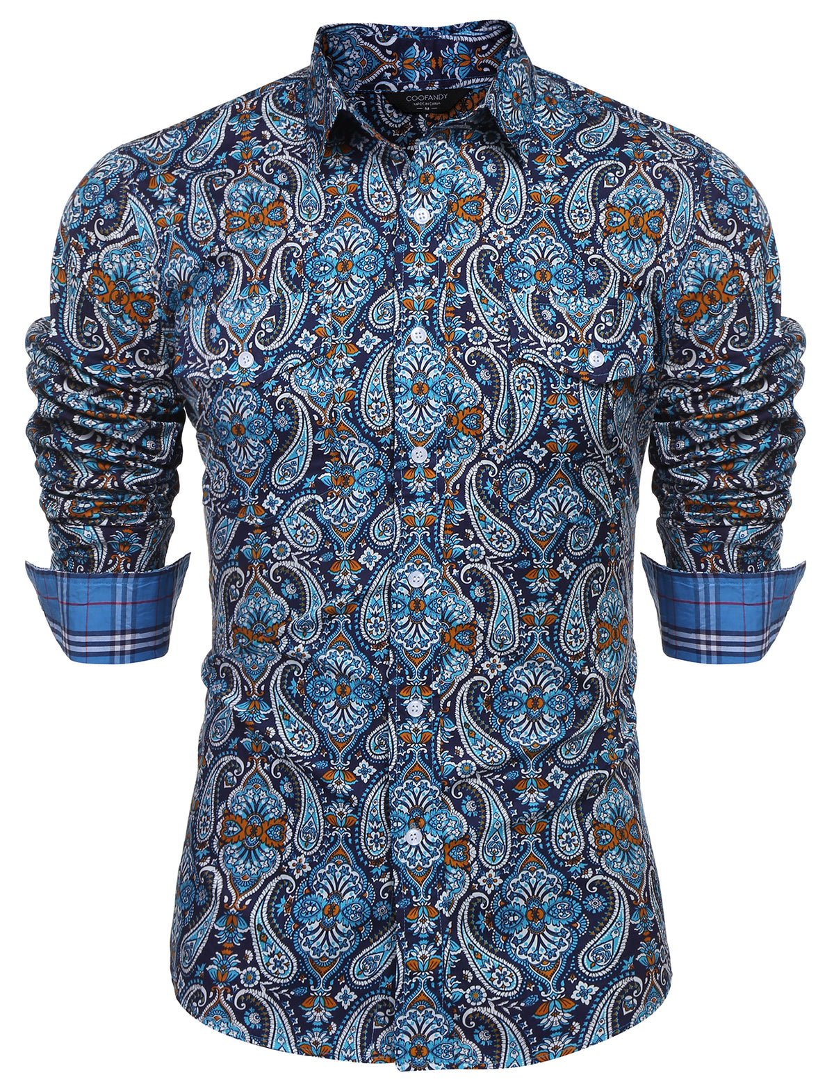 COOFANDY Mens Paisley Printed Shirts Casual Long Sleeve Button Down Shirts Floral Dress Shirt with Pockets