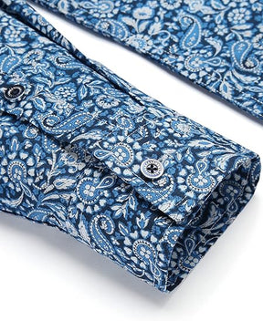 COOFANDY Men's Paisley Cotton Long Sleeve Shirt Floral Print Casual Retro Button Down Shirt S-XXL