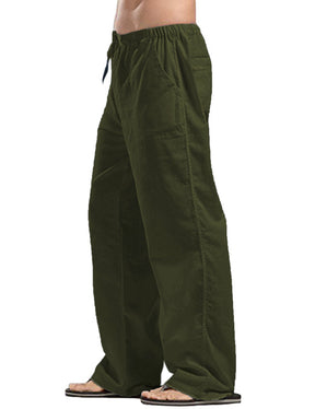 COOFANDY Mens Casual Linen Pants Elastic Waist Linen Pants Drawstring Summer Beach Yoga Linen Trouser
