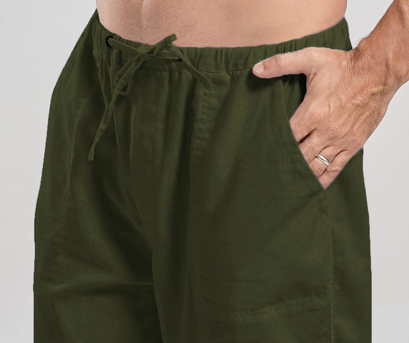 COOFANDY Mens Casual Linen Pants Elastic Waist Linen Pants Drawstring Summer Beach Yoga Linen Trouser