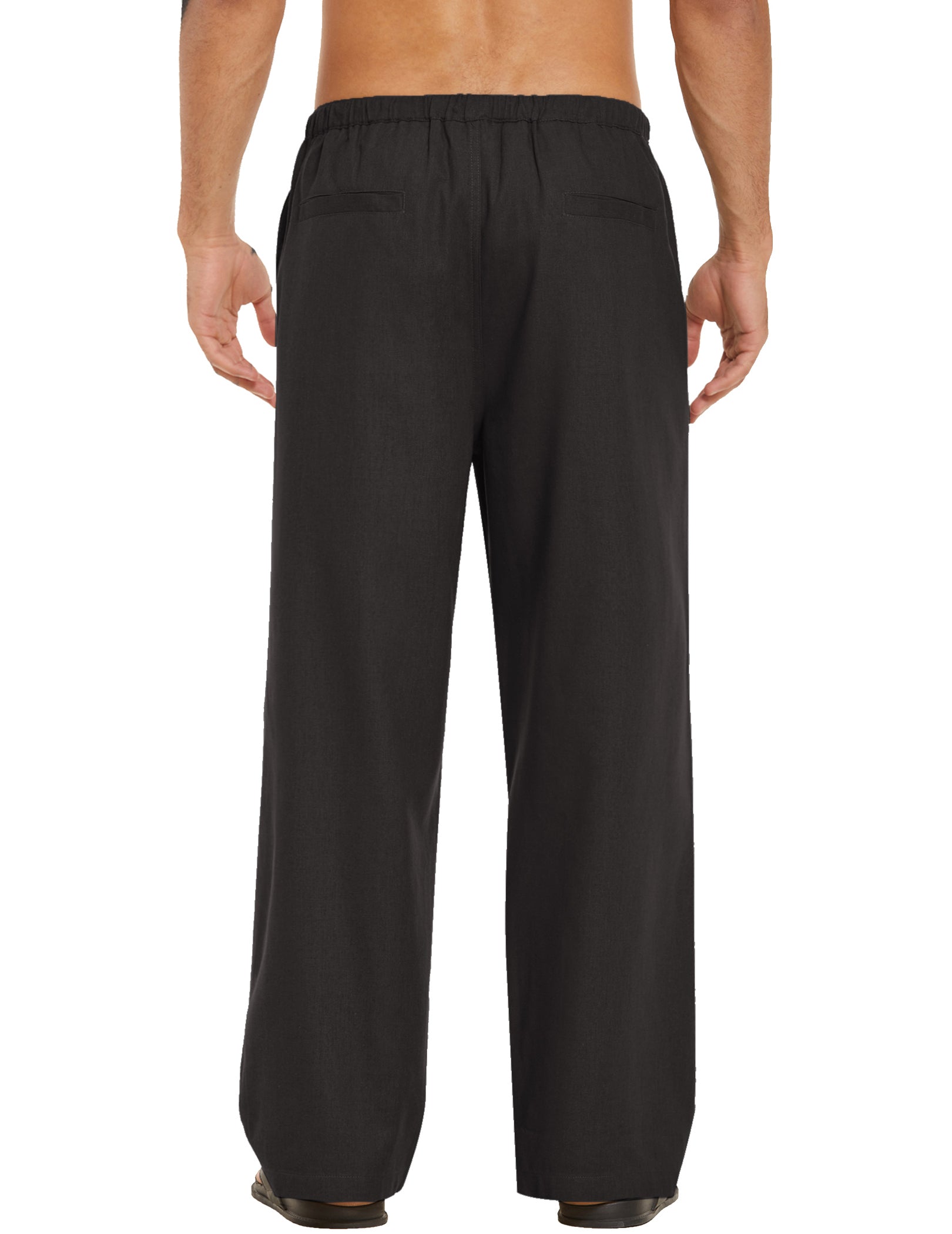 COOFANDY Mens Casual Linen Pants Elastic Waist Linen Pants Drawstring Summer Beach Yoga Linen Trouser