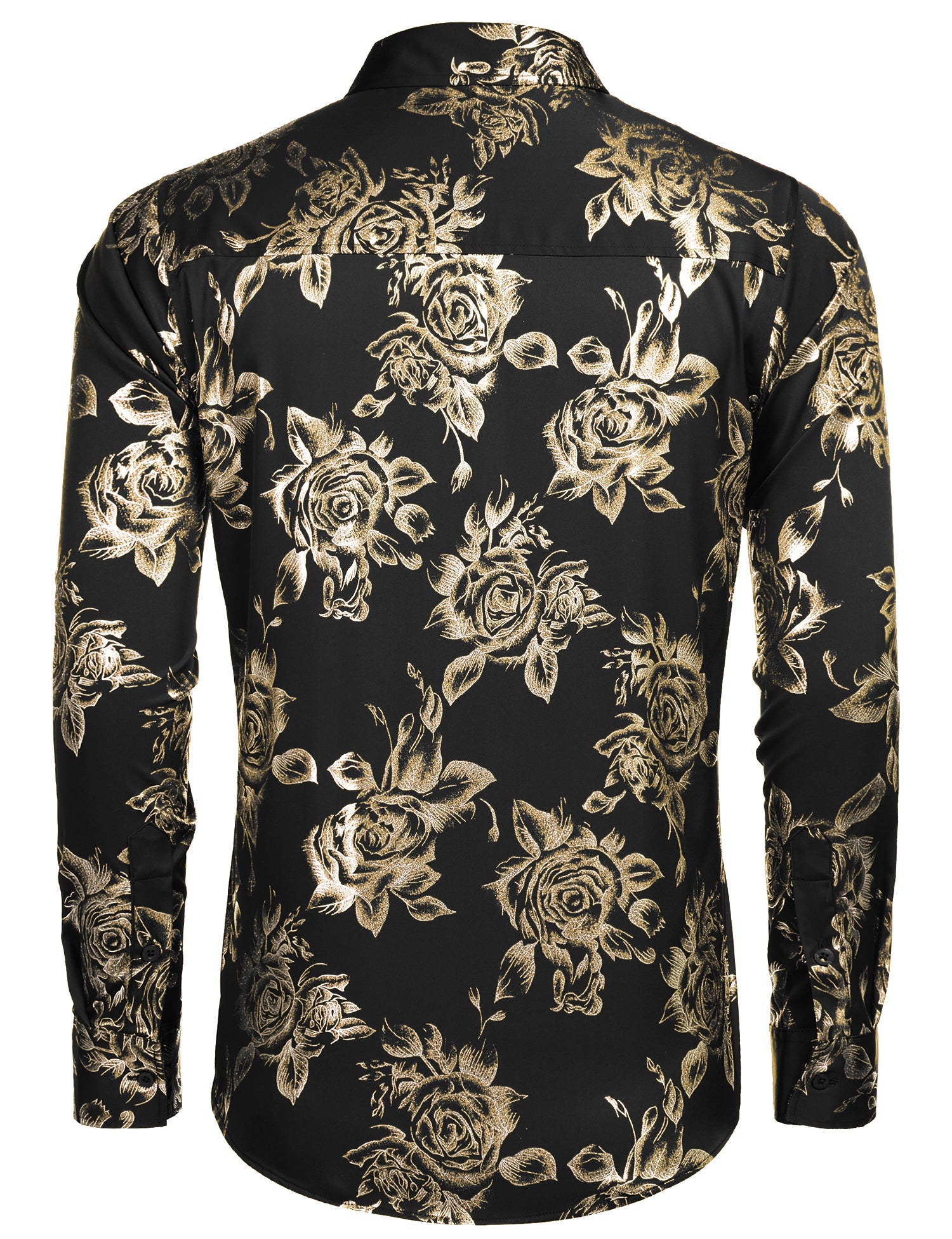 COOFANDY Men's Rose Shiny Shirt Luxury Flowered Printed Button Down Shirt S-XXL
