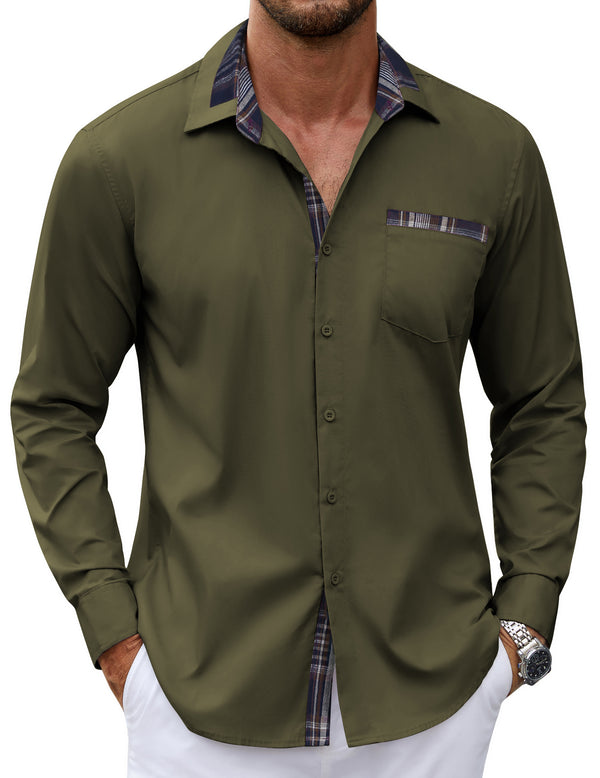 COOFANDY Men's Long Sleeve Dress Shirt Plaid Collar Casual Button Down Shirts
