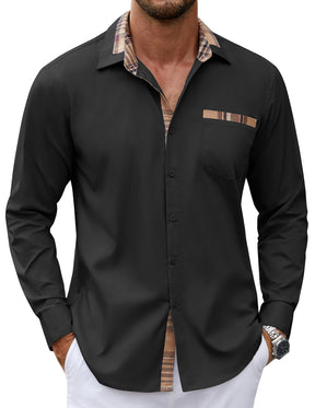 COOFANDY Men's Long Sleeve Dress Shirt Plaid Collar Casual Button Down Shirts