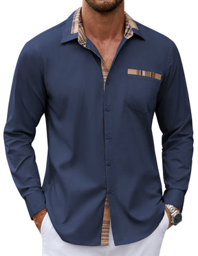 COOFANDY Men's Long Sleeve Dress Shirt Plaid Collar Casual Button Down Shirts