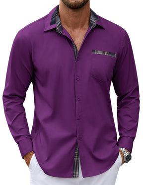 COOFANDY Men's Long Sleeve Dress Shirt Plaid Collar Casual Button Down Shirts