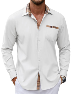 COOFANDY Men's Long Sleeve Dress Shirt Plaid Collar Casual Button Down Shirts