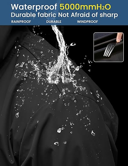 COOFANDY Men's Long Raincoat Ligtweight Rain Jacket Waterproof Outdoor Jackets with Hood S-XXL