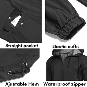 COOFANDY Men's Long Raincoat Ligtweight Rain Jacket Waterproof Outdoor Jackets with Hood S-XXL