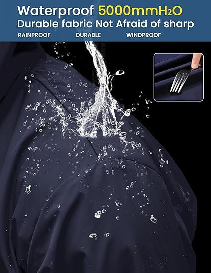 COOFANDY Men's Long Raincoat Ligtweight Rain Jacket Waterproof Outdoor Jackets with Hood S-XXL