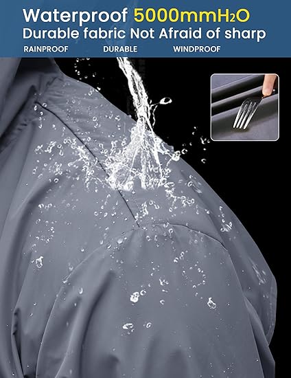 COOFANDY Men's Long Raincoat Ligtweight Rain Jacket Waterproof Outdoor Jackets with Hood S-XXL