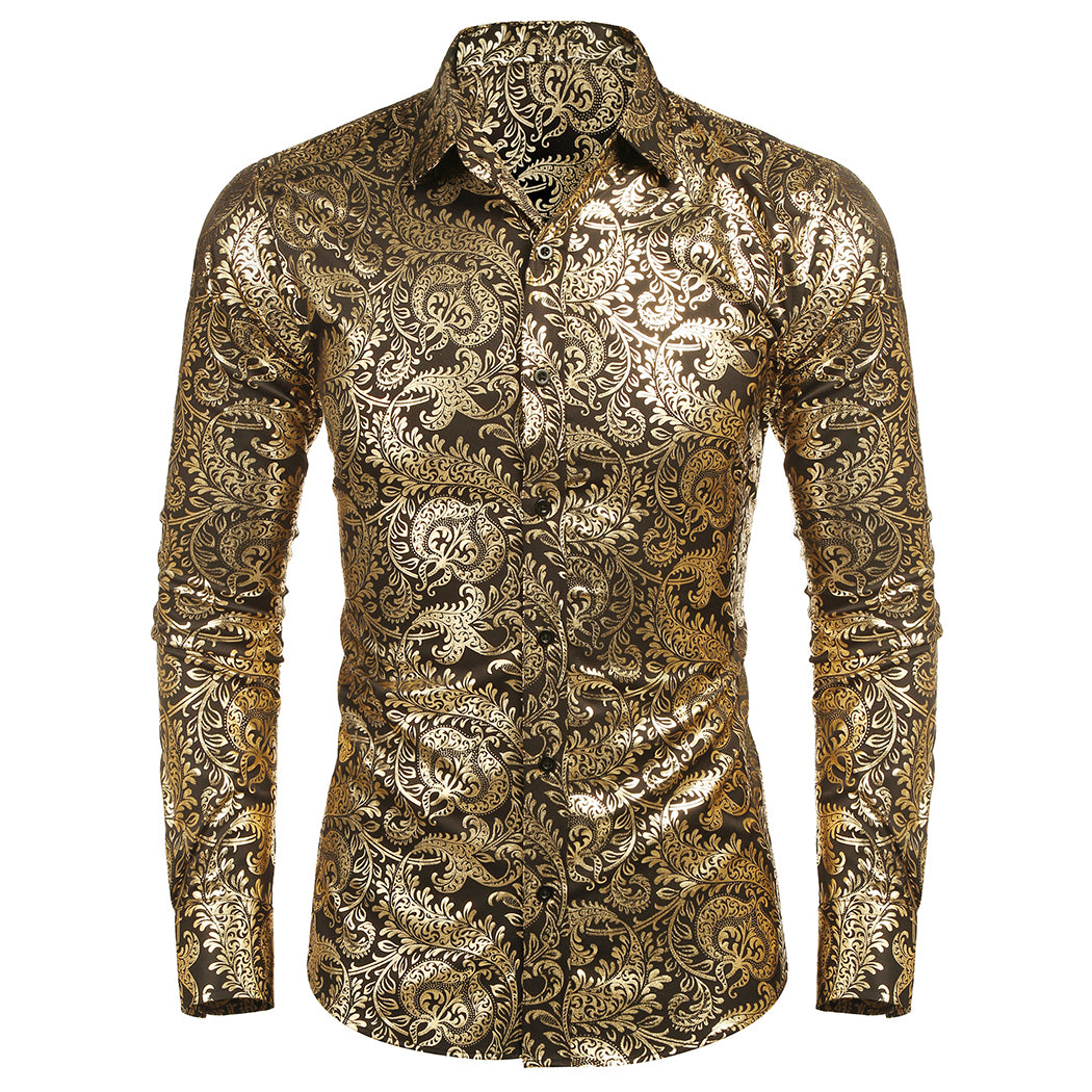 COOFANDY Men's Paisley Shirt Luxury Disco Long Sleeve Button Down Dress Shirts
