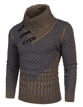 COOFANDY Men's Knitted Turtleneck Sweater Long Sleeve Slim Fit Designer Shawl Collar Pullover