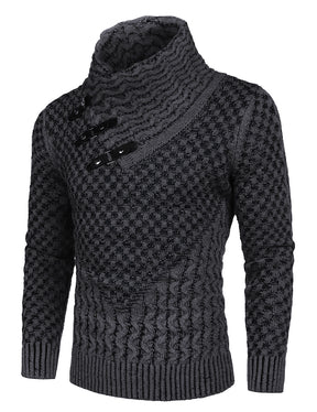 COOFANDY Men's Knitted Turtleneck Sweater Long Sleeve Slim Fit Designer Shawl Collar Pullover