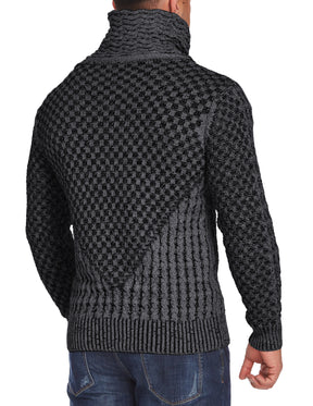 COOFANDY Men's Knitted Turtleneck Sweater Long Sleeve Slim Fit Designer Shawl Collar Pullover