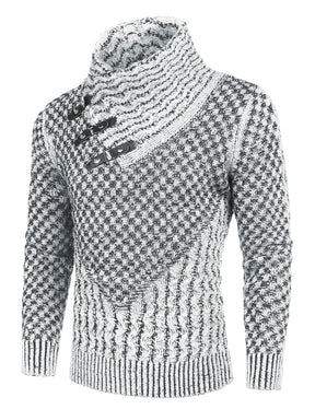 COOFANDY Men's Knitted Turtleneck Sweater Long Sleeve Slim Fit Designer Shawl Collar Pullover