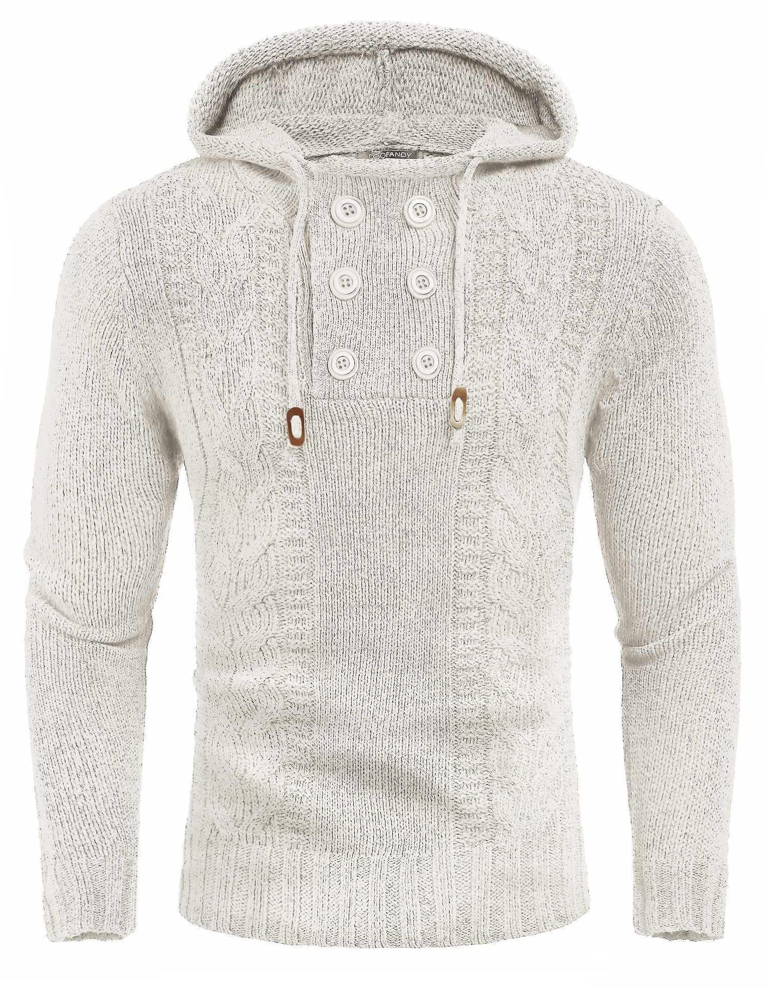 COOFANDY Men's Knitted Hoodies Pullover Casual Long Sleeve Turtleneck Sweaters