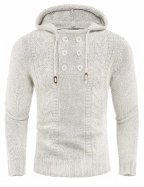 COOFANDY Men's Knitted Hoodies Pullover Casual Long Sleeve Turtleneck Sweaters