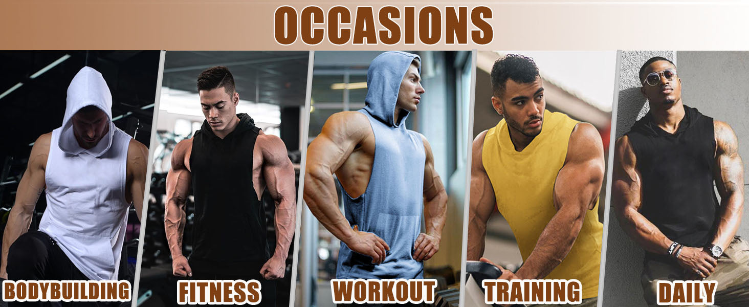 COOFANDY Men's 2 Pack Workout Hooded Tank Tops Bodybuilding Muscle Cut Off T Shirt Sleeveless Gym Hoodies S-XXXL