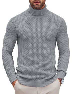 COOFANDY Men's Slim Fit Turtleneck Sweater Casual Knitted Twisted Pullover Solid Sweaters