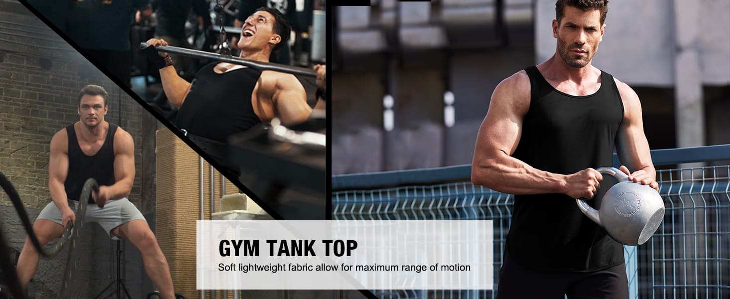 COOFANDY Men's 3 Pack Quick Dry Workout Tank Top Gym Muscle Tee Fitness Bodybuilding Sleeveless T Shirt S-XXXL