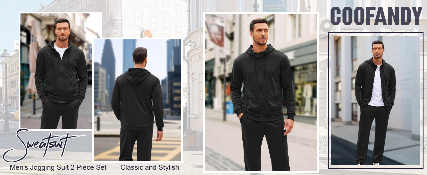 COOFANDY Sweatsuits for Men 2 Piece tracksuit Sets Full Zip Hoodie Sweatpants for Men Casual Sports Jogging Suits S-XXXL