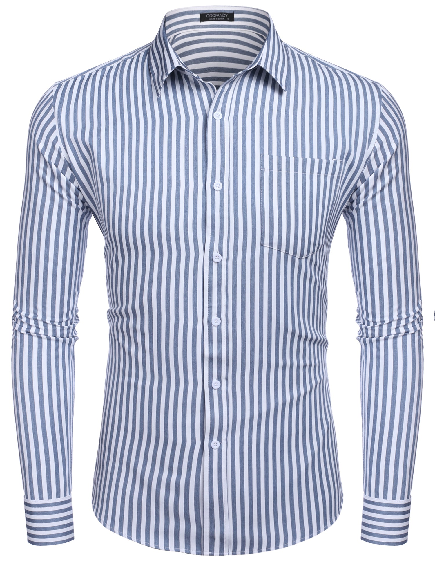 COOFANDY Men's Casual Button Down Shirt Long Sleeve Linen Chambray Shirt