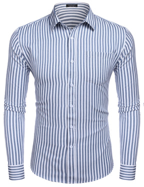 COOFANDY Men's Casual Button Down Shirt Long Sleeve Linen Chambray Shirt