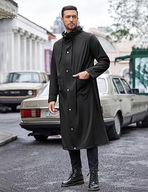 COOFANDY Men's Rain Jacket with Hood Waterproof Lightweight Active Long Raincoat S-XXXL