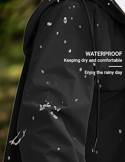 COOFANDY Men's Rain Jacket with Hood Waterproof Lightweight Active Long Raincoat S-XXXL