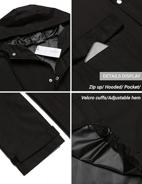 COOFANDY Men's Rain Jacket with Hood Waterproof Lightweight Active Long Raincoat S-XXXL